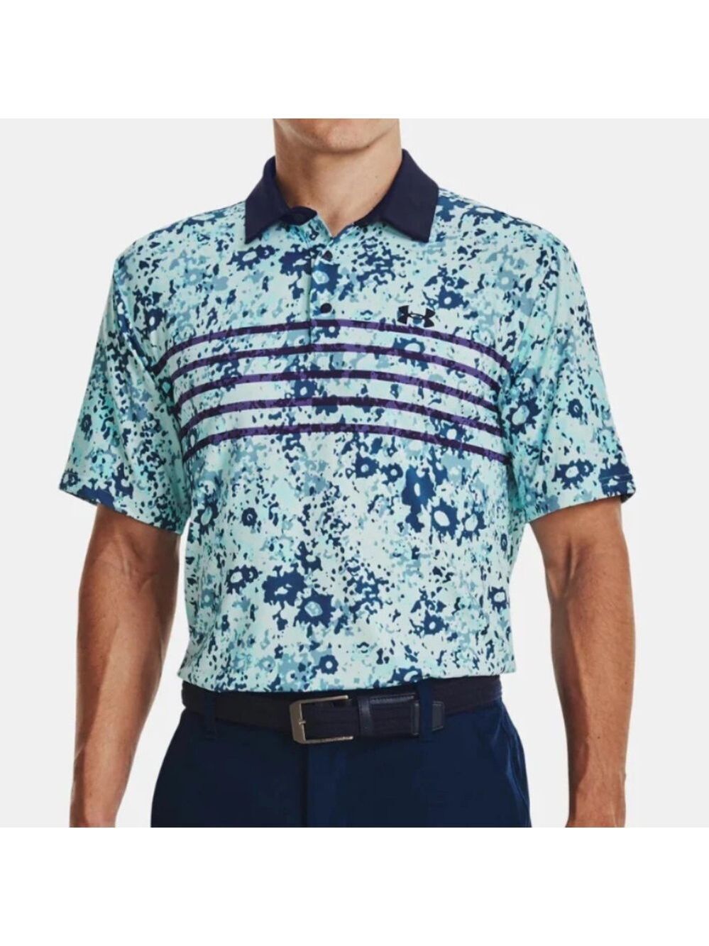 UNDER ARMOUR The Playoff Polo shirt loose fit breathable UPF 40 blue size XXL